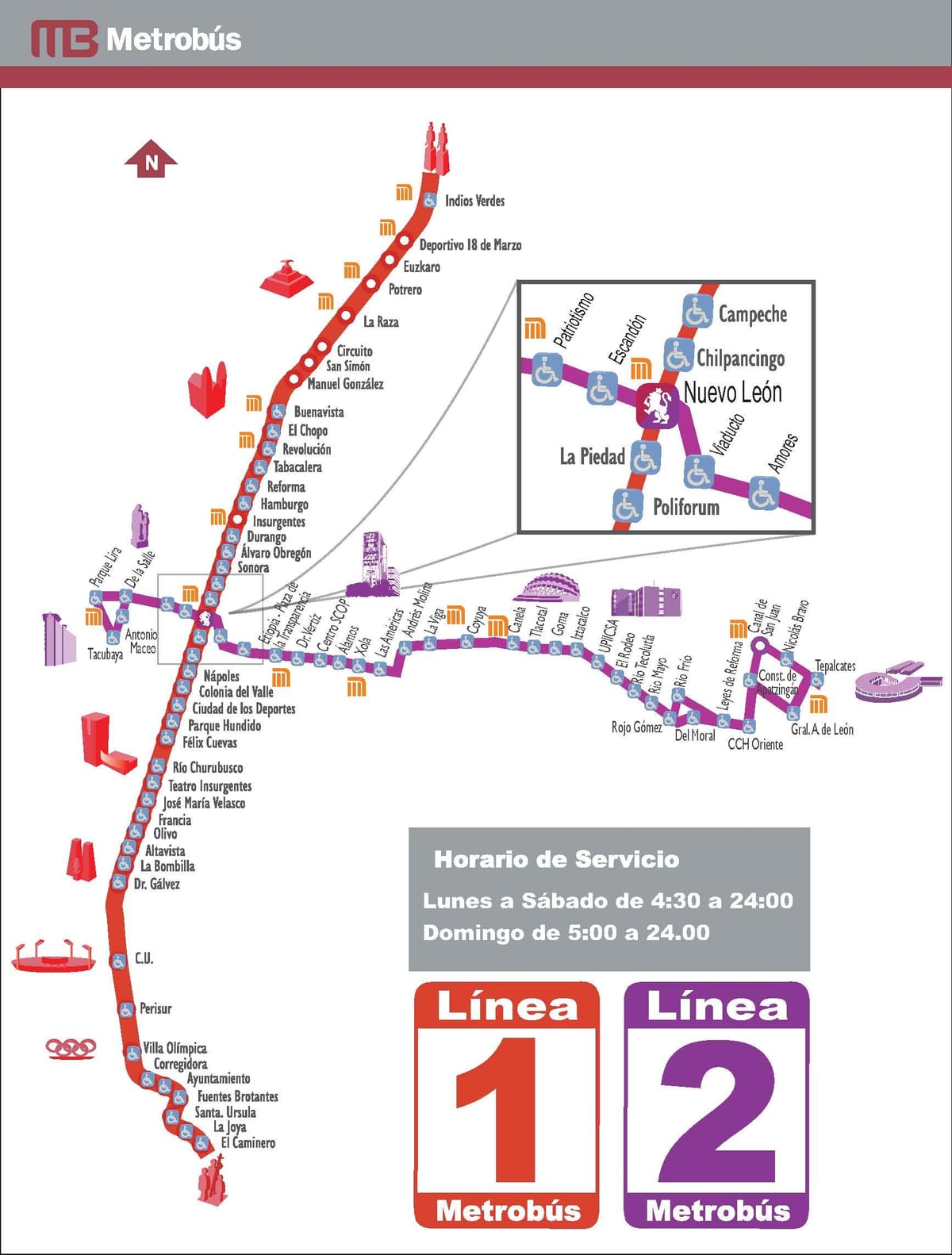 ನಕ್ಷೆ metrobus ಮೆಕ್ಸಿಕೋ ಸಿಟಿ